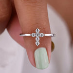 Bague argent femme avec croix et zirconium - Vignette | Vera Croix