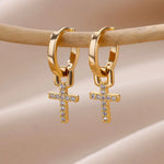 Boucles d'oreilles croix acier chirurgical - Vignette | Vera Croix