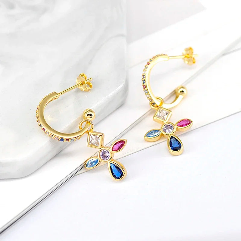Boucles d'oreilles croix couleurs
