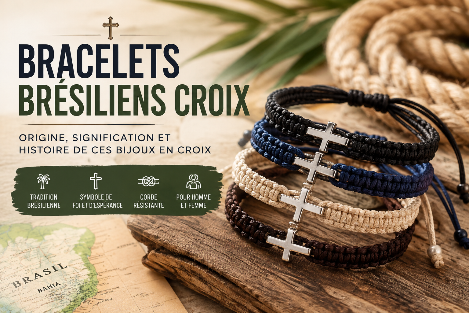 Bracelets brésiliens croix : origine, signification et histoire de ces bijoux en croix