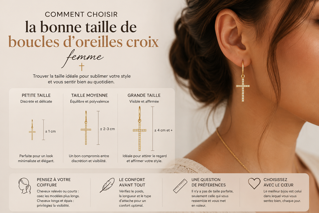 Comment choisir la bonne taille de boucles d’oreilles croix femme ?