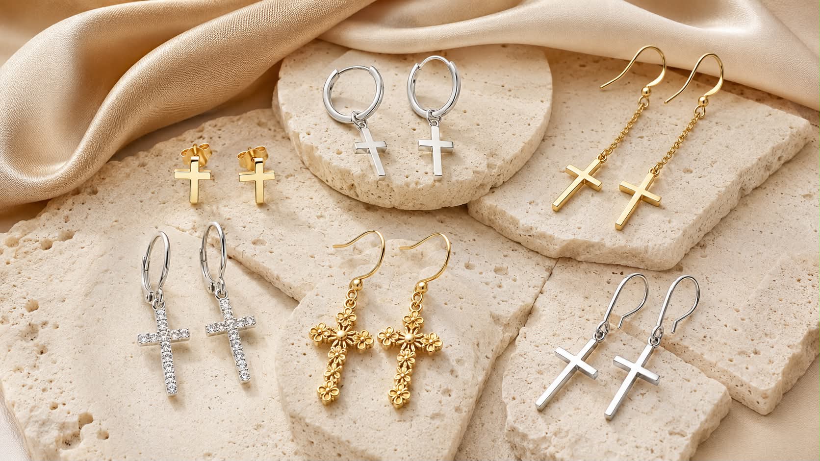 Boucles d'oreilles croix femme