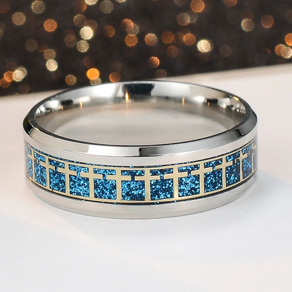 Bague anneau croix serties