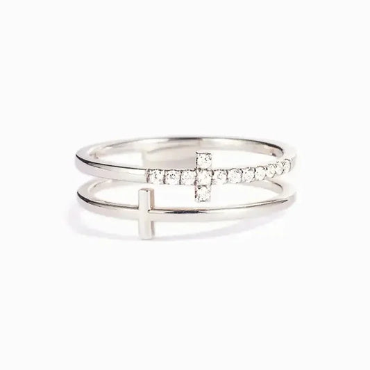 Bague blanche croix