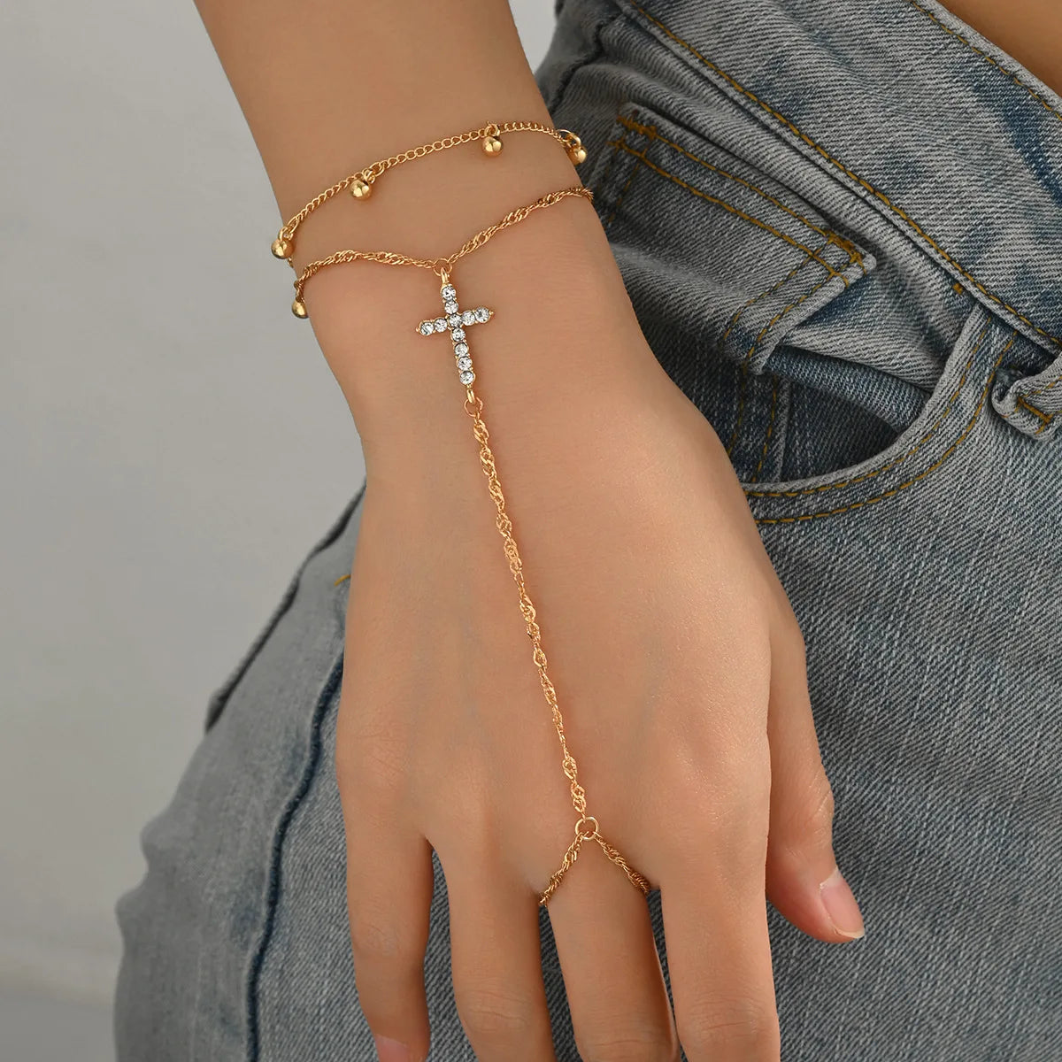 Bague bracelet croix