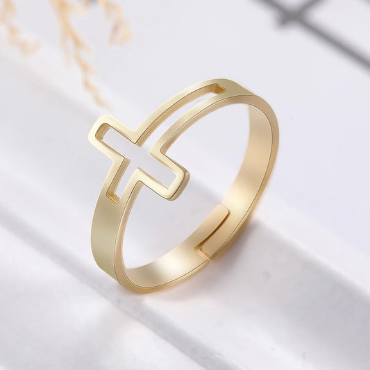 Bague croix acier inoxydable