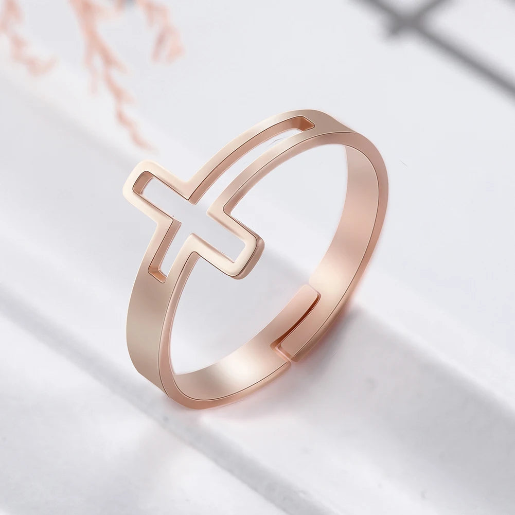 Bague croix acier inoxydable
