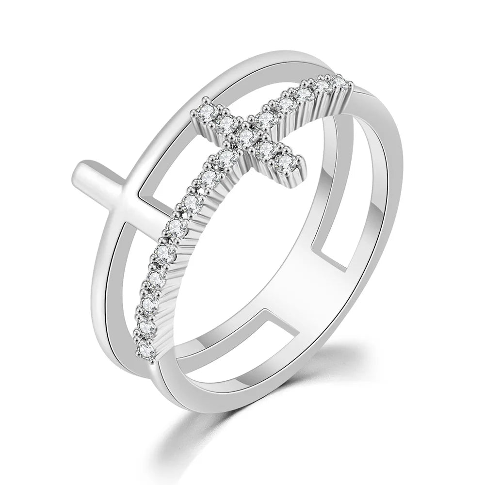 Bague croix diamant