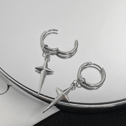 Boucle d'oreille anneau croix homme