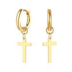 Boucle d'oreille croix plaqué or - Vignette | Vera Croix