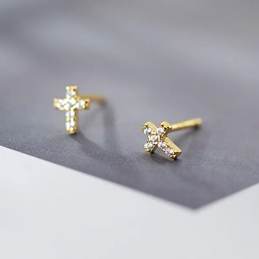 Boucle d'oreille petite croix