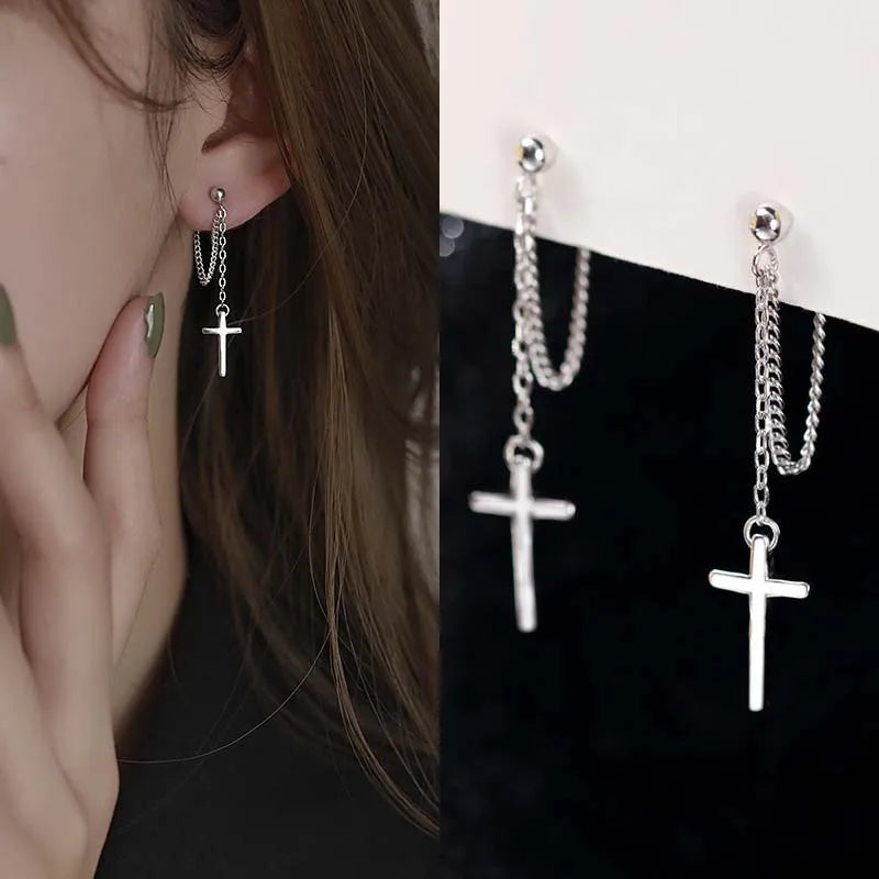 Boucle oreille croix femme fantaisie