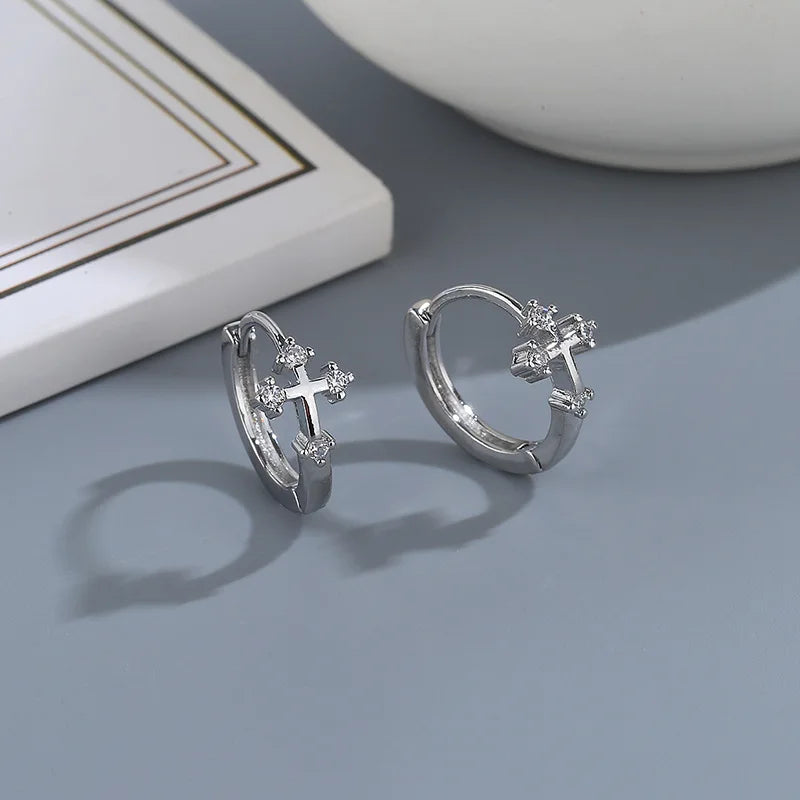 Boucles d'oreille croix enfant
