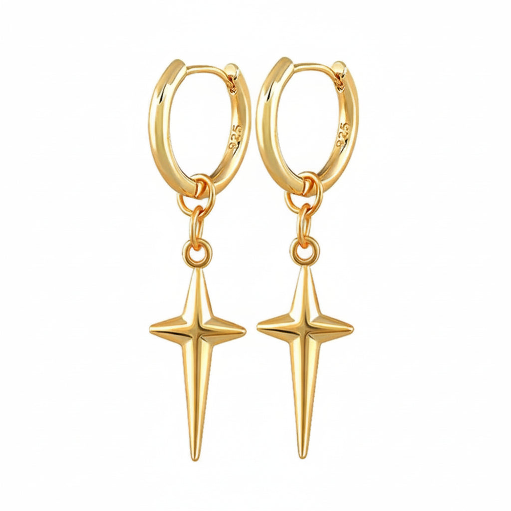 Boucles d'oreilles anneaux croix homme
