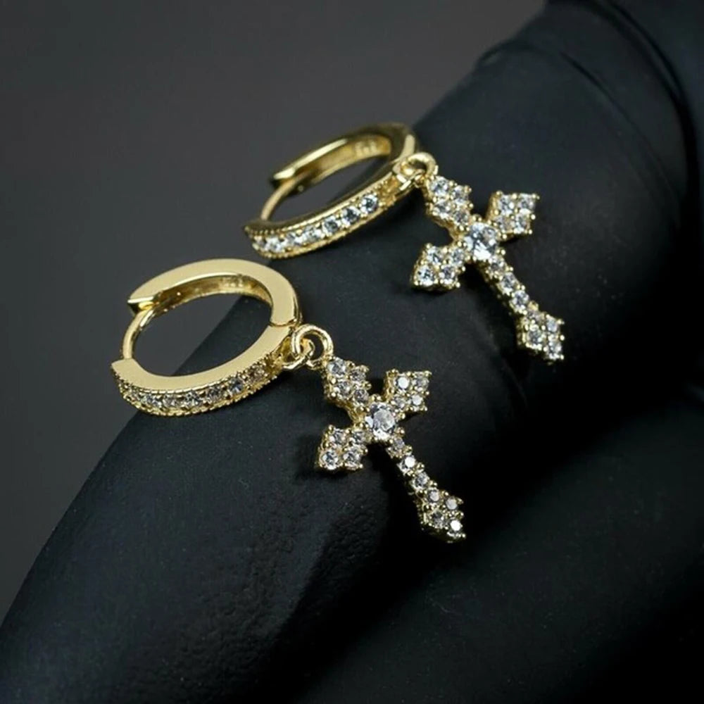 Boucles d'oreilles créoles avec croix
