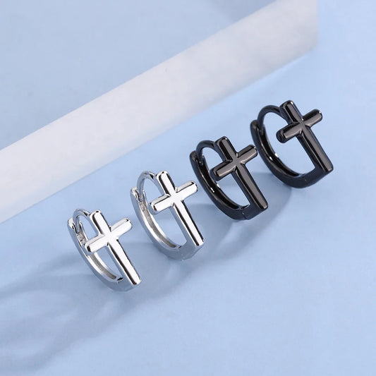 Boucles d'oreilles croix homme