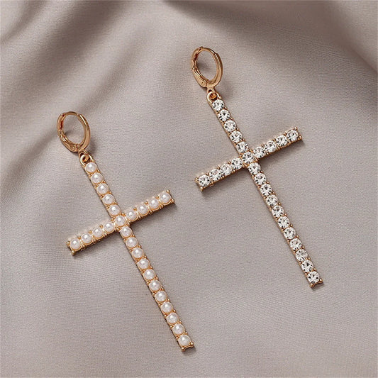 Boucles d'oreilles croix pendantes