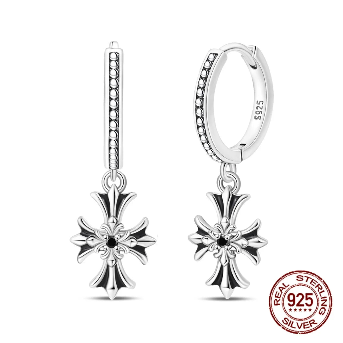 Boucles d’oreilles croix pendantes femme