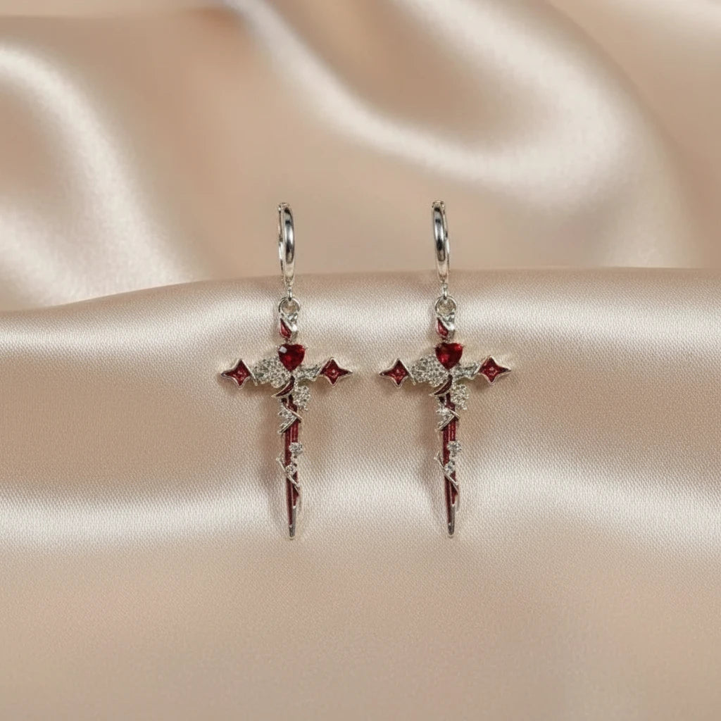 Boucles d’oreilles femme rouge