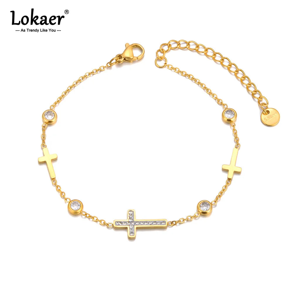 Bracelet croix acier inoxydable