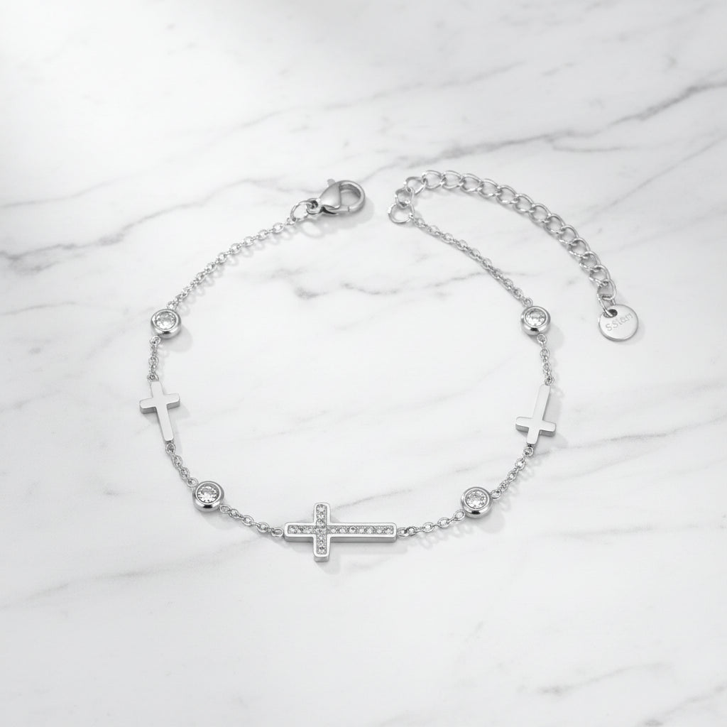 Bracelet croix acier inoxydable