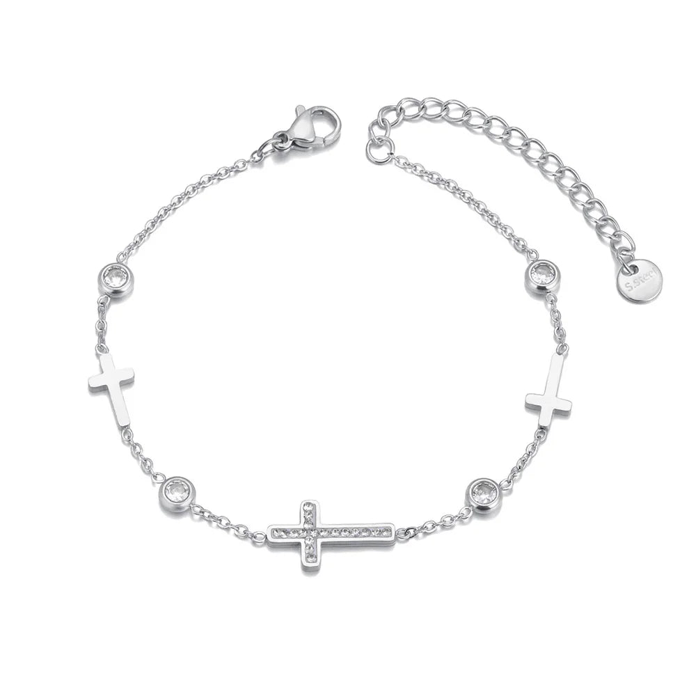 Bracelet croix acier inoxydable