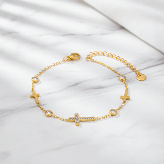 Bracelet croix acier inoxydable