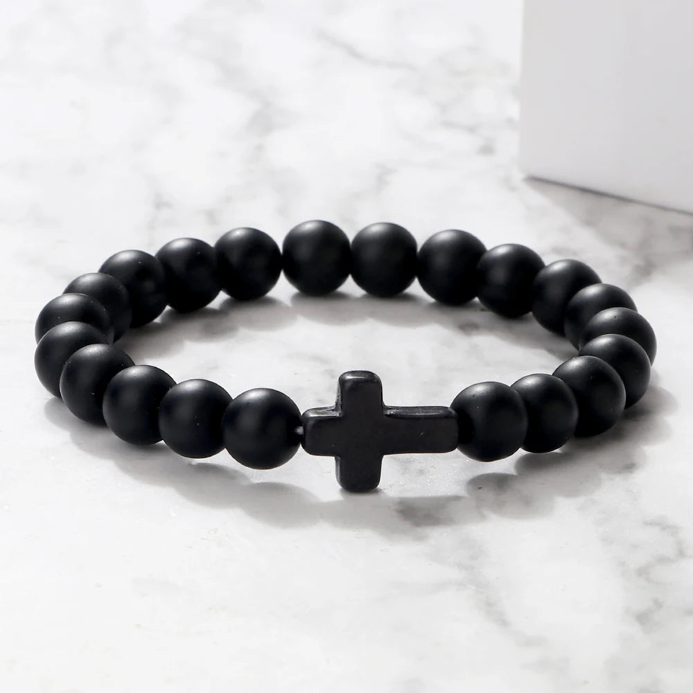 Bracelet croix noir