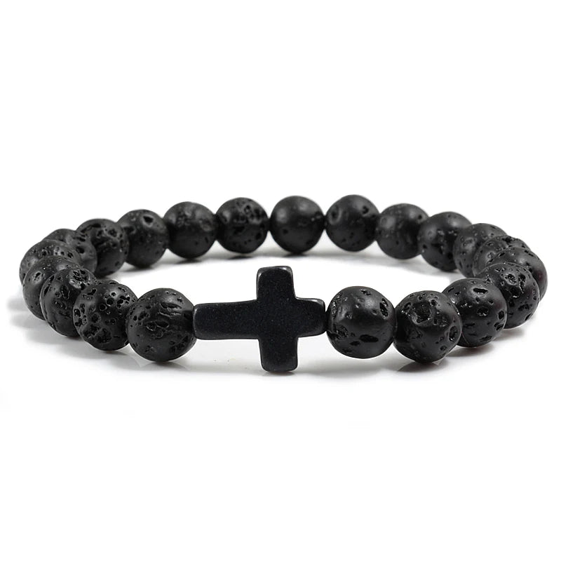 Bracelet croix noir