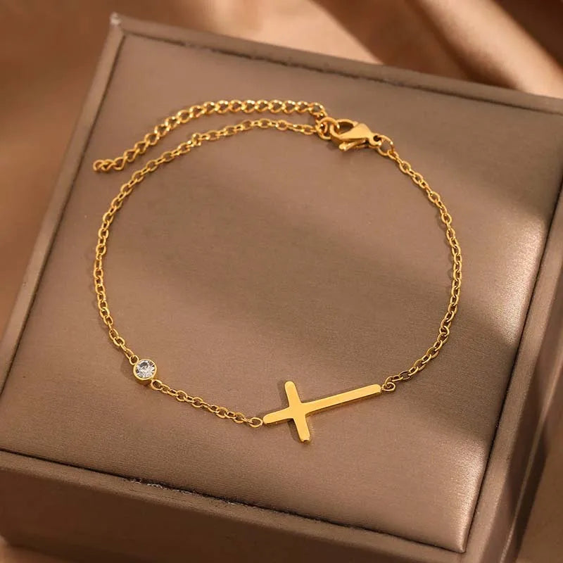 Bracelet croix or