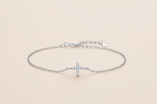 Bracelet croix or blanc