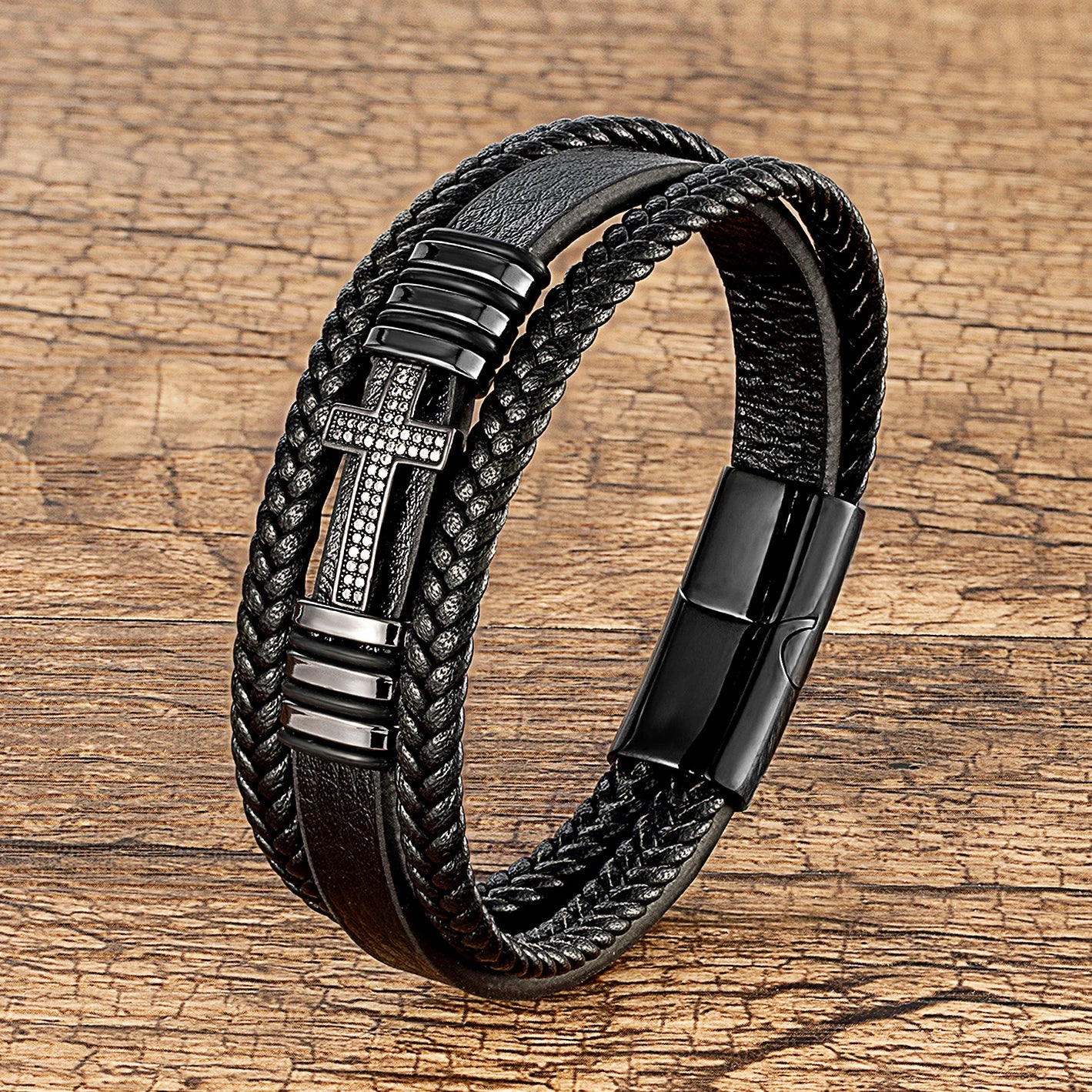 Bracelet homme croix catholique