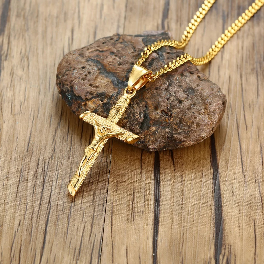 Chaîne or avec croix homme