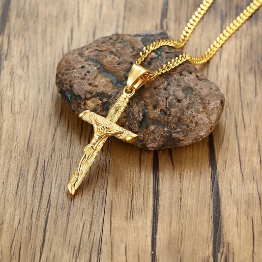 Chaîne or avec croix homme