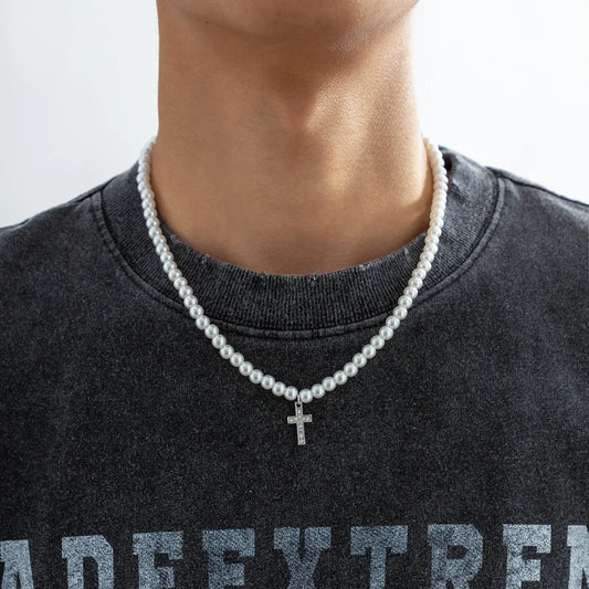 Collier croix blanche