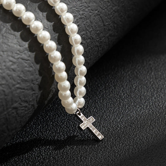 Collier croix blanche