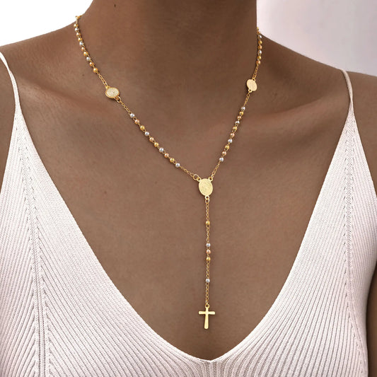 Collier croix et vierge