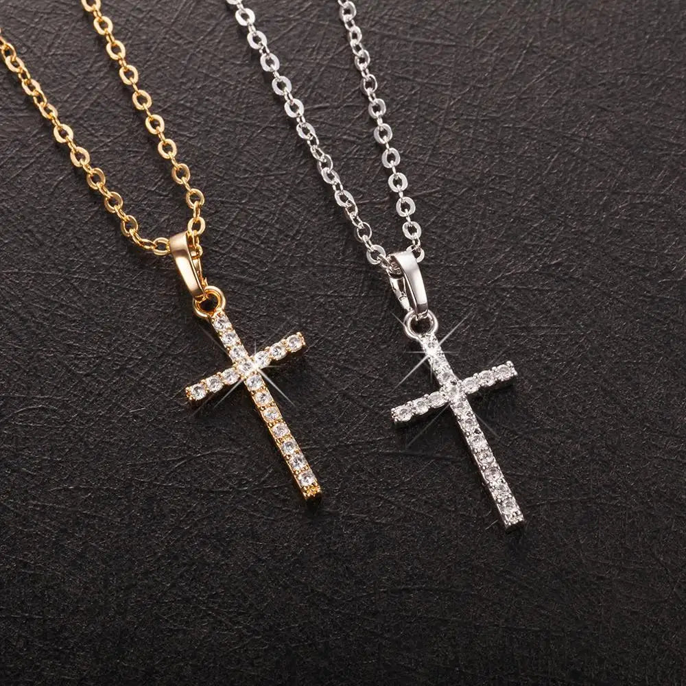 Collier croix homme or