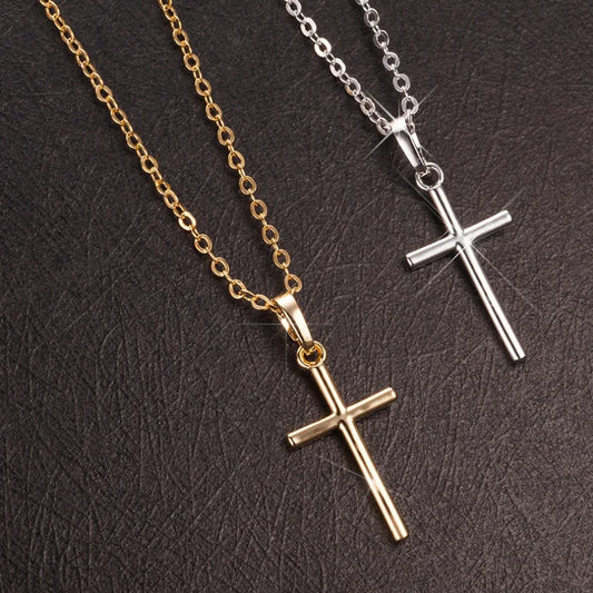 Collier croix homme or