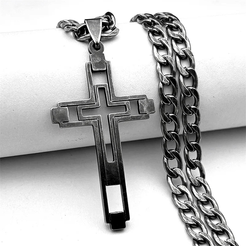 Collier croix long