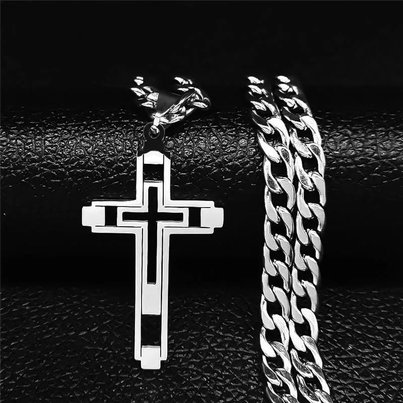 Collier croix long