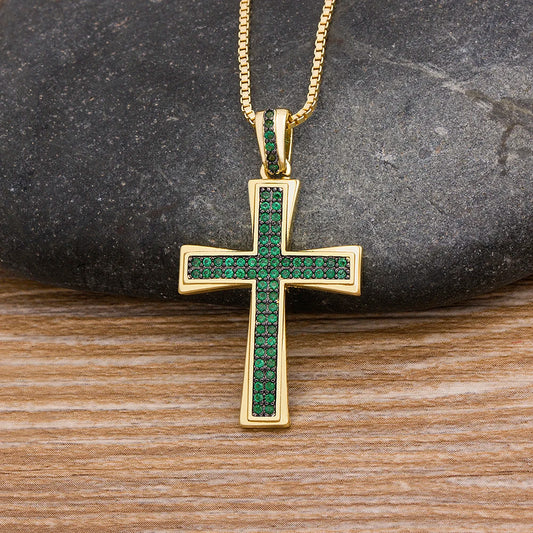 Collier croix verte