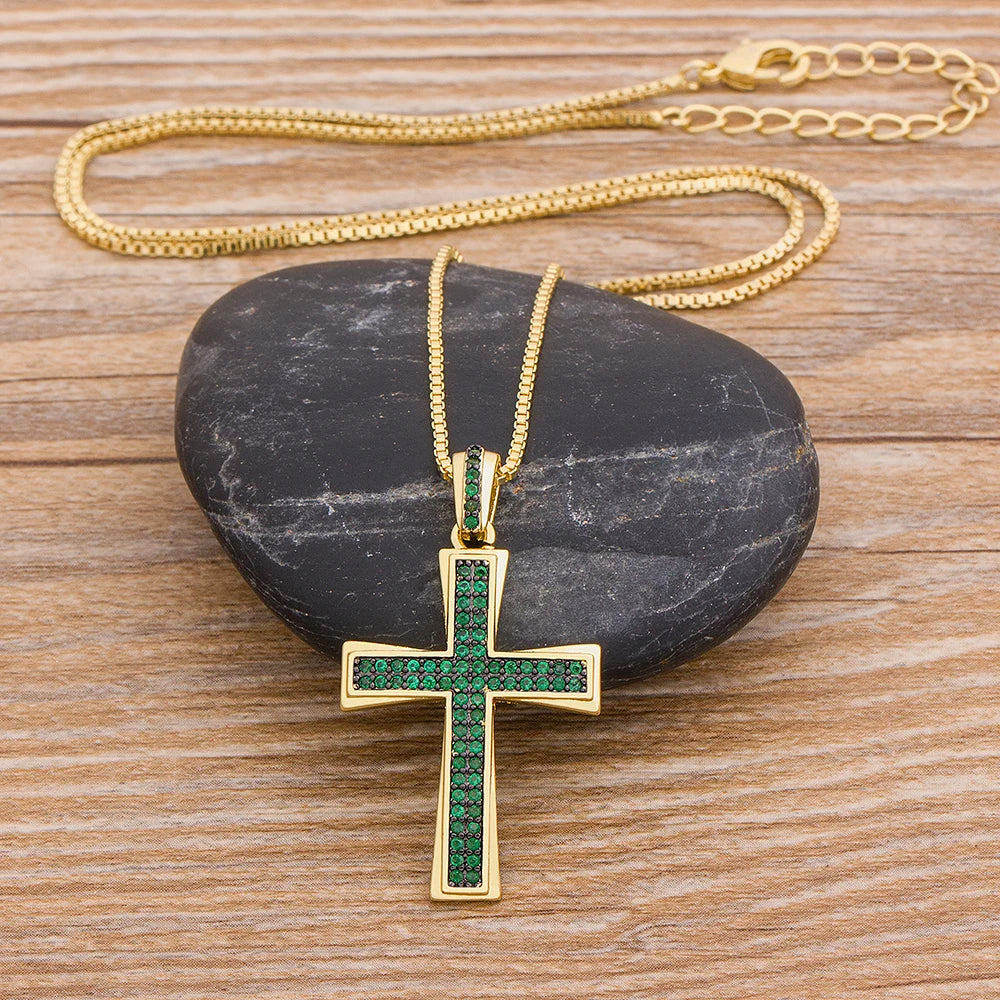 Collier croix verte