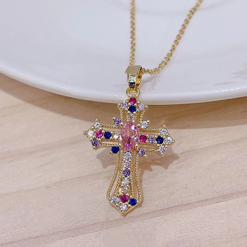 Pendentif croix diamant