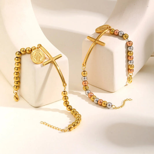 Bracelet croix plaqué or