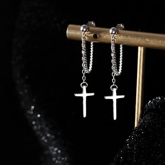 Boucles d'oreilles croix femme fantaisie