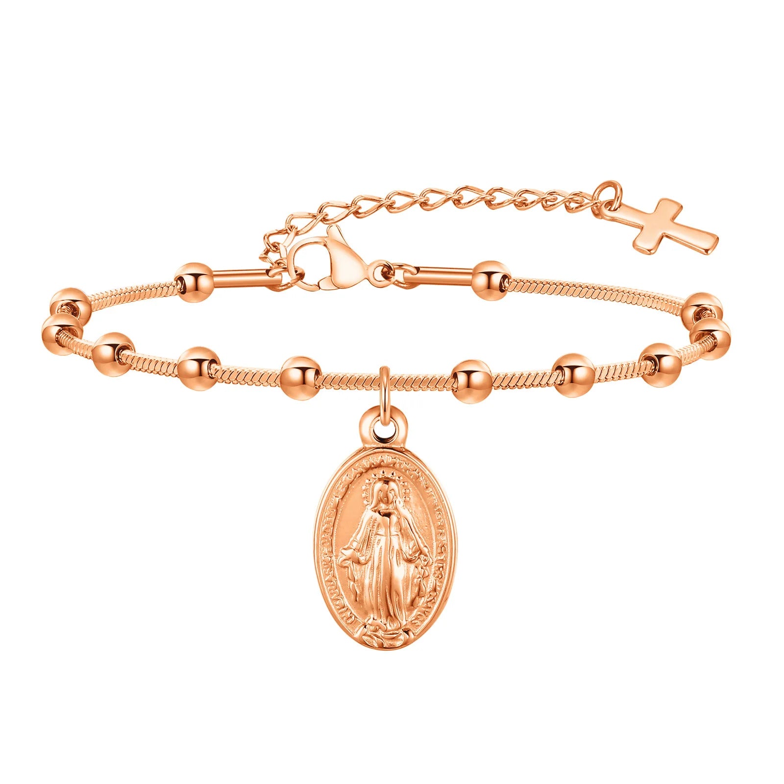 bracelet croix rose